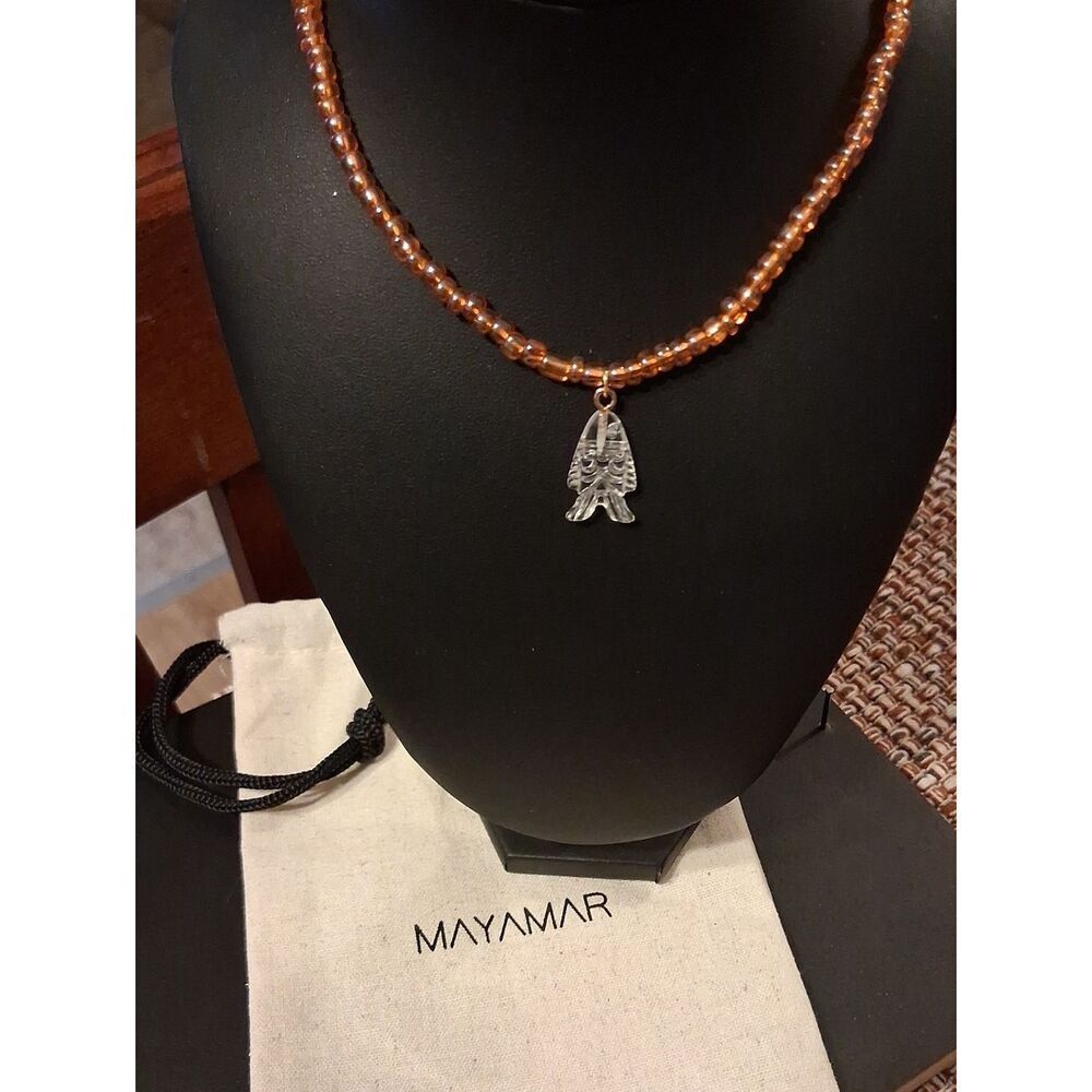MAYAMAR Orange Beaded Fish Necklace Meant To Iinvite Protection, Wealth, Success